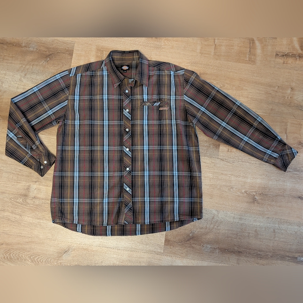 Vintage Dickies Brown Plaid Pearl Snap Shirt XL